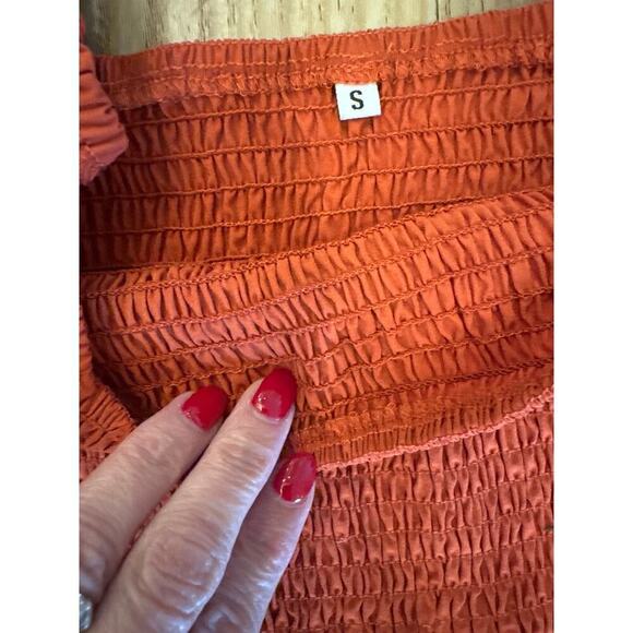 Unbranded Dress with puff sleeves and front smocking Size Small Orange - Picture 4 of 5